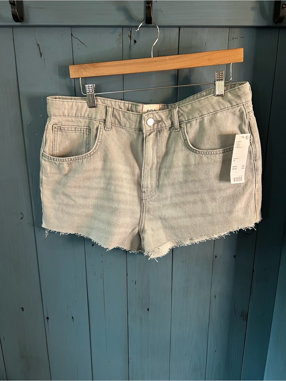 Urban Outfitters BDG Light Gray Frayed Hem Denim Shorts | Women’s Size 33 NWT